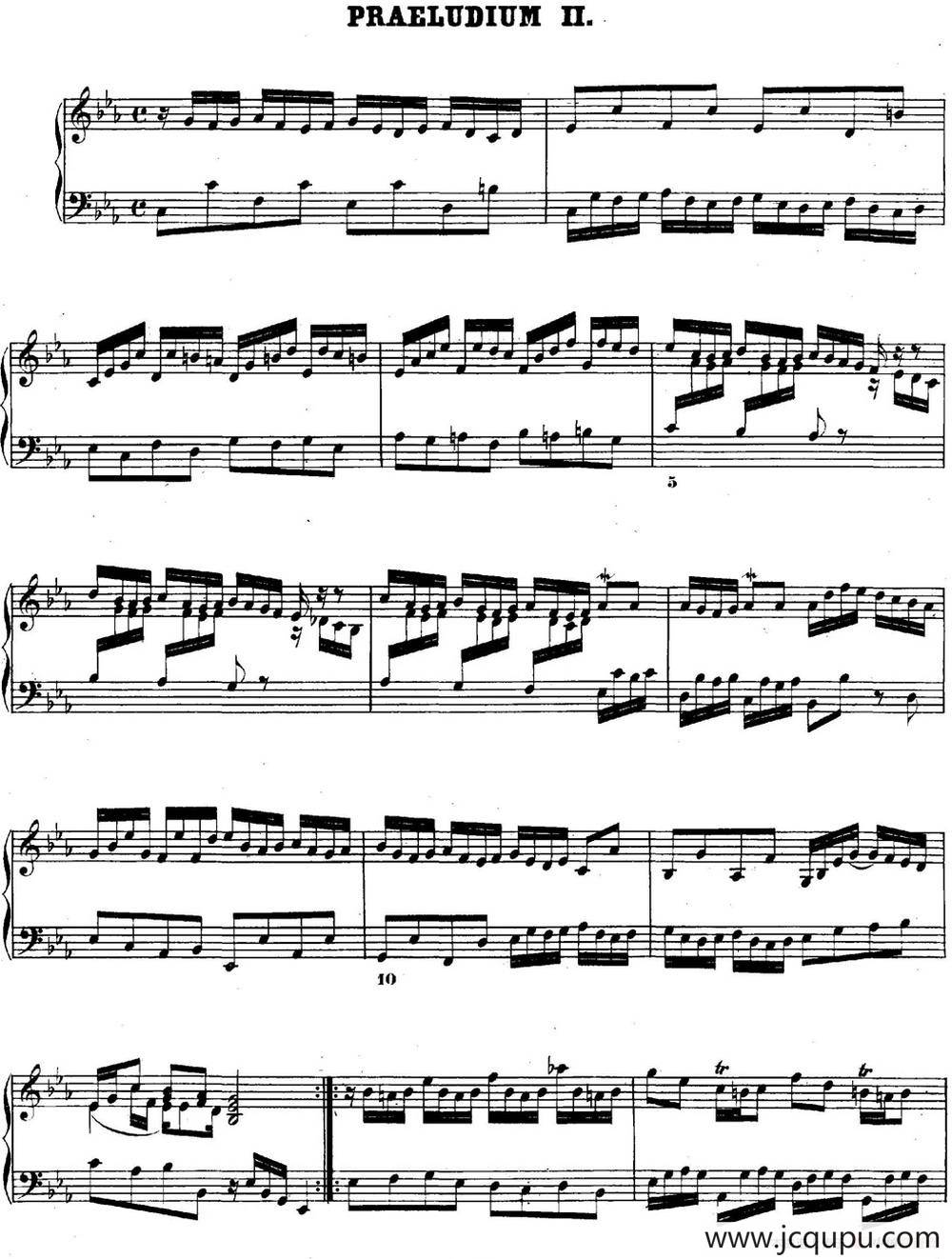 巴赫《平均律钢琴曲集·第二卷》之前奏曲（NO.2）简谱