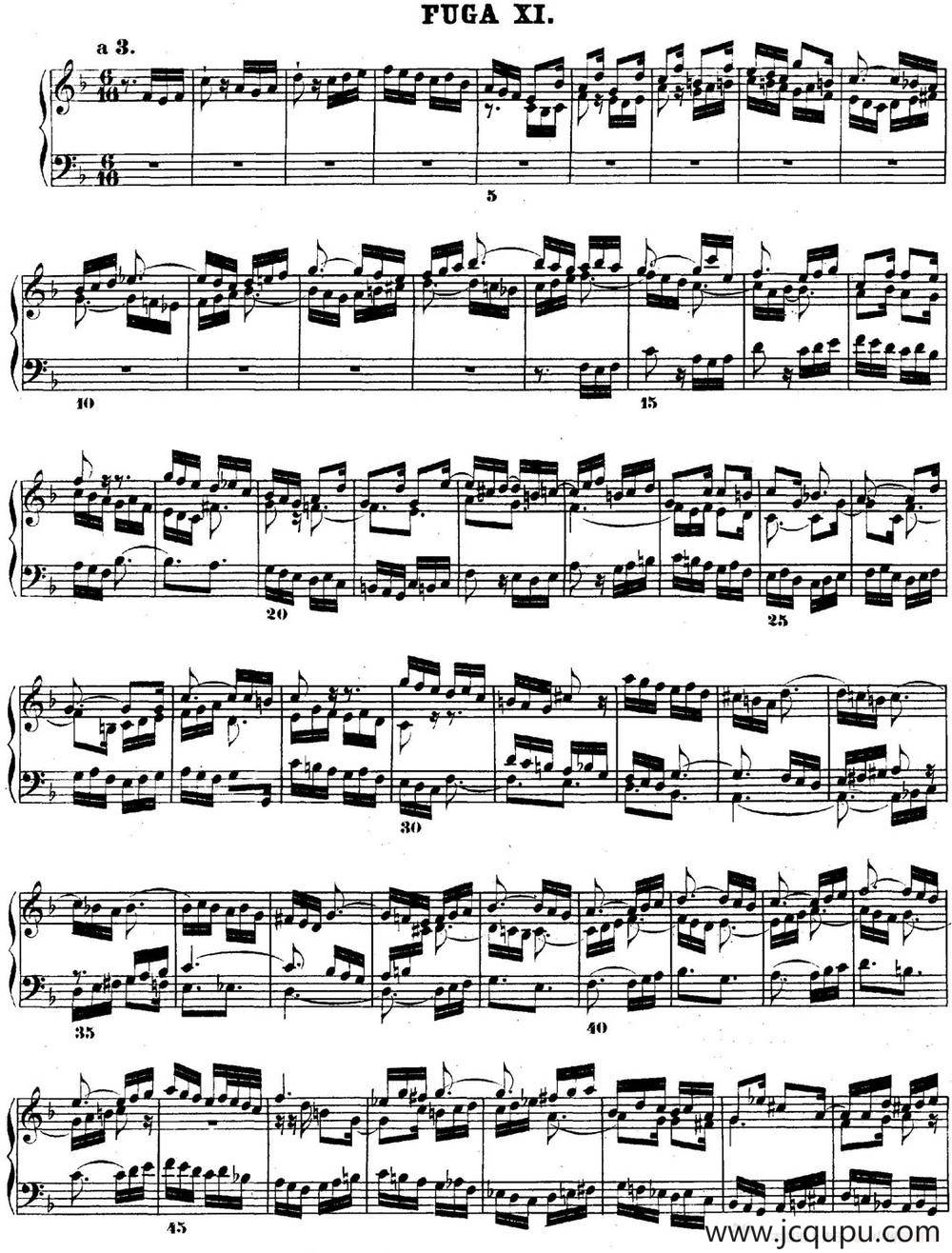 巴赫《平均律钢琴曲集·第二卷》之赋格曲（NO.11）简谱