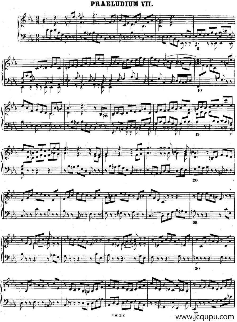 巴赫《平均律钢琴曲集·第二卷》之前奏曲（NO.7）简谱