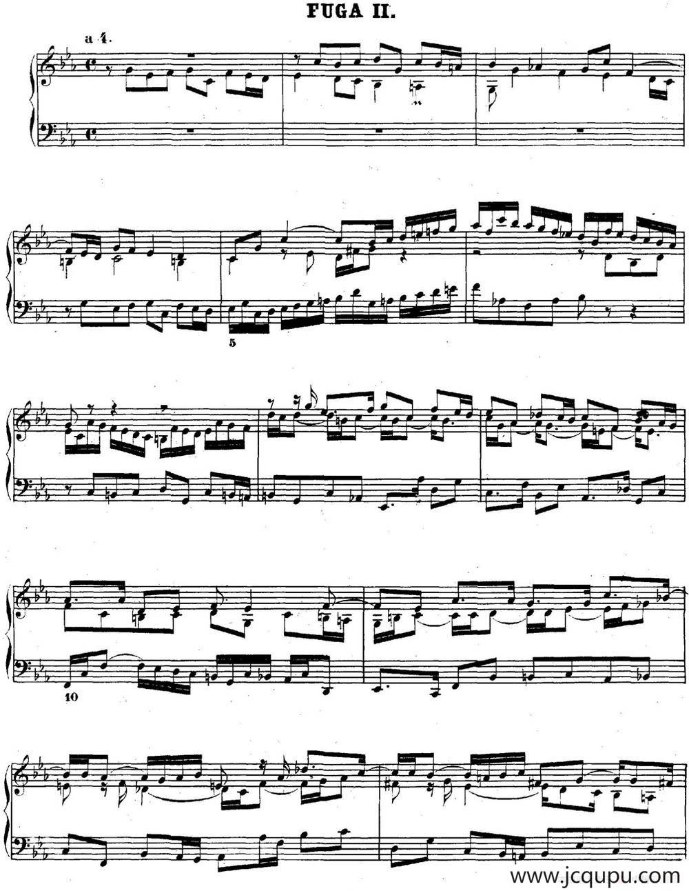 巴赫《平均律钢琴曲集·第二卷》之赋格曲（NO.2）简谱