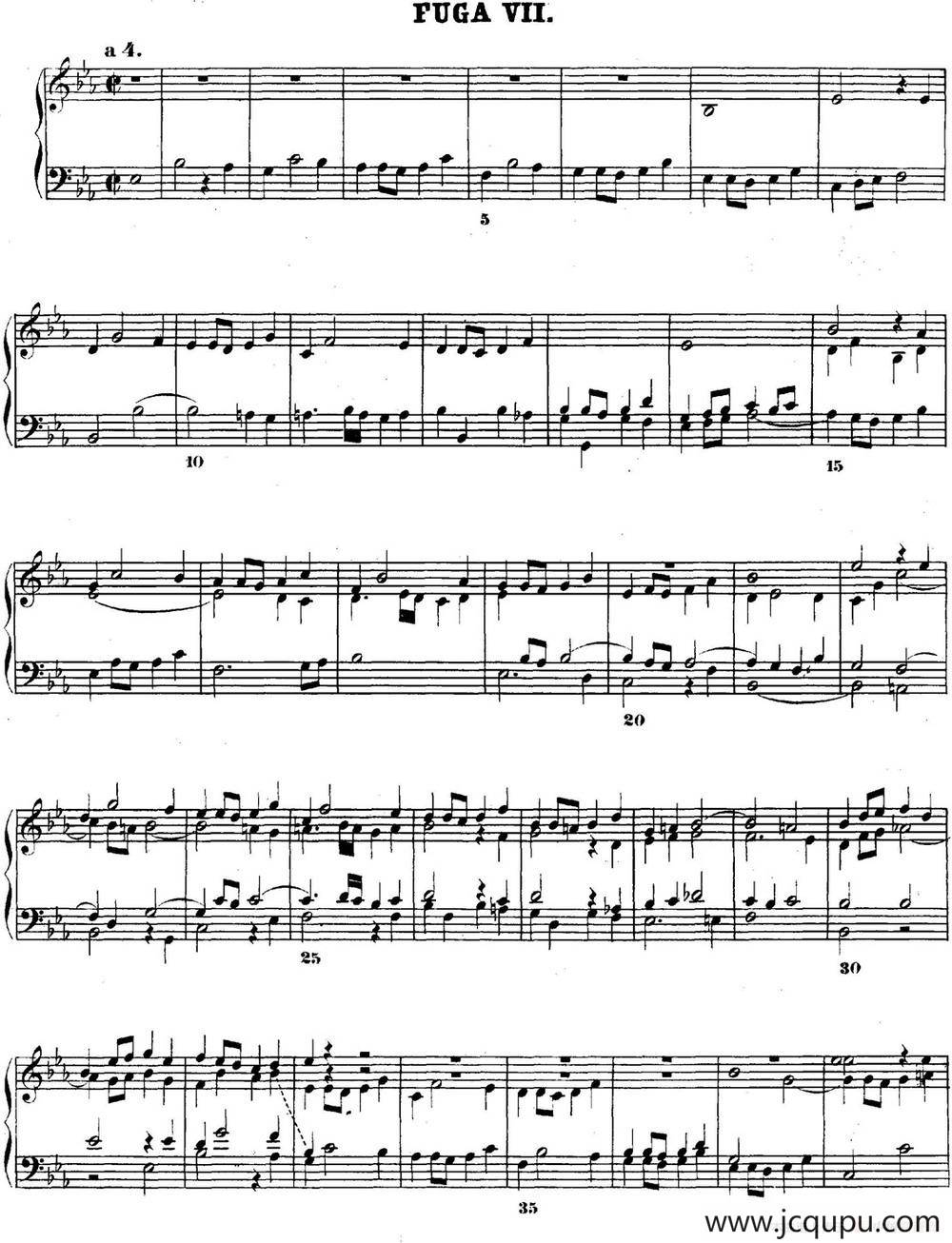 巴赫《平均律钢琴曲集·第二卷》之赋格曲（NO.7）简谱