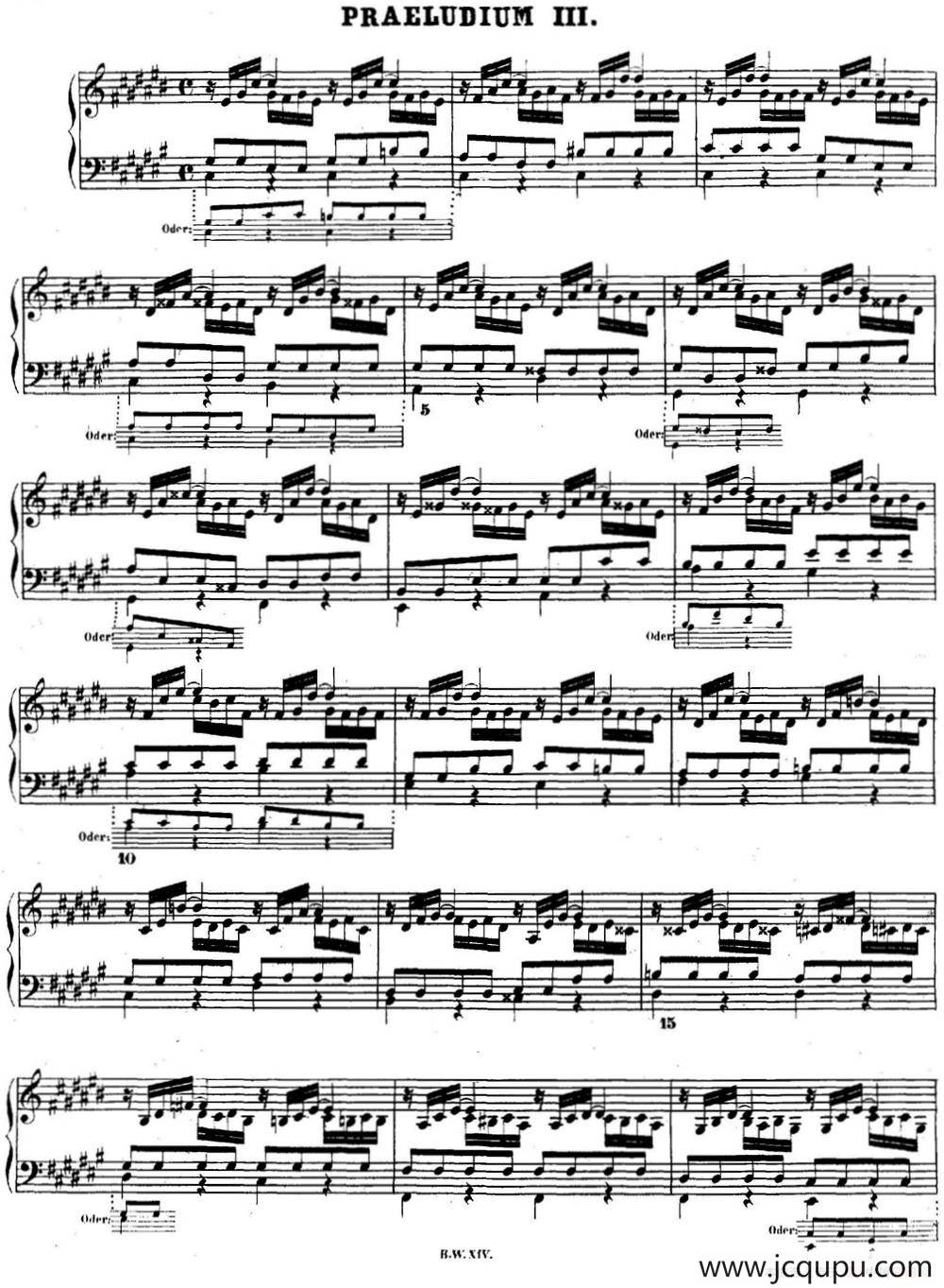 巴赫《平均律钢琴曲集·第二卷》之前奏曲（NO.3）简谱