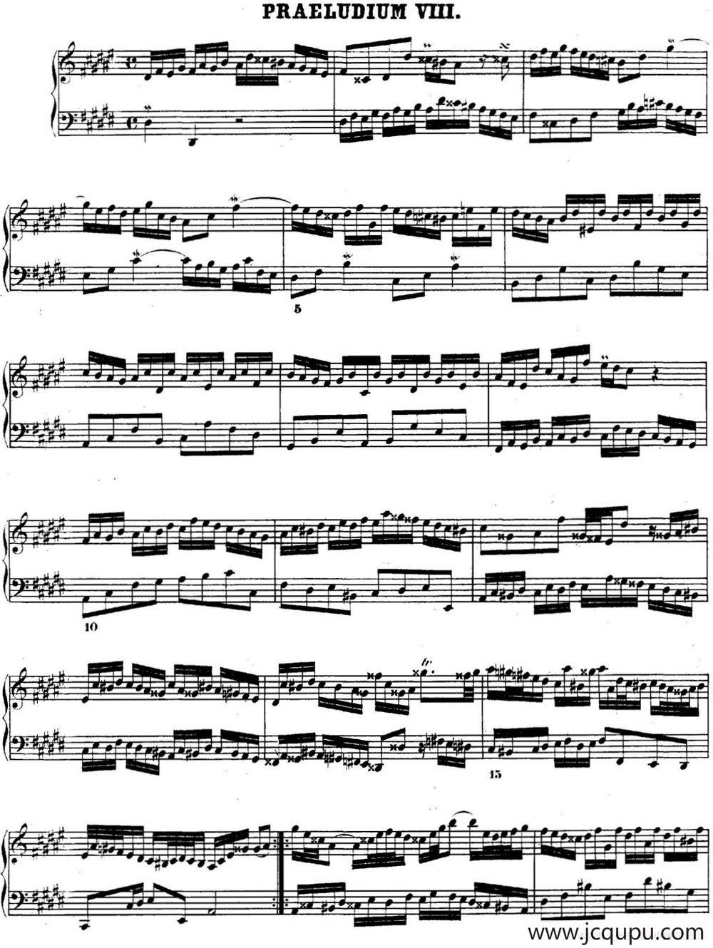 巴赫《平均律钢琴曲集·第二卷》之前奏曲（NO.8）简谱