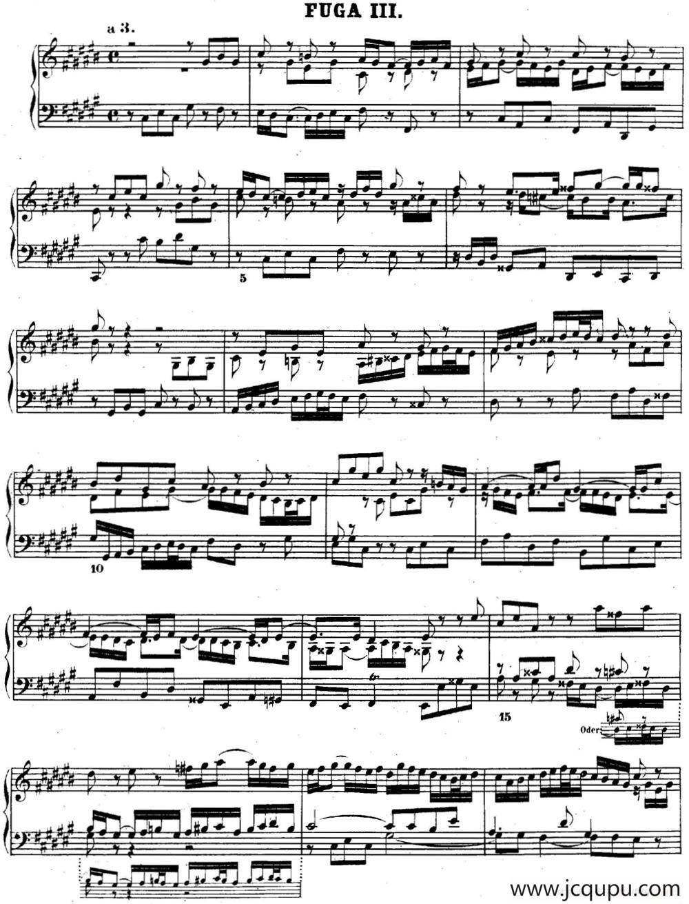 巴赫《平均律钢琴曲集·第二卷》之赋格曲（NO.3）简谱