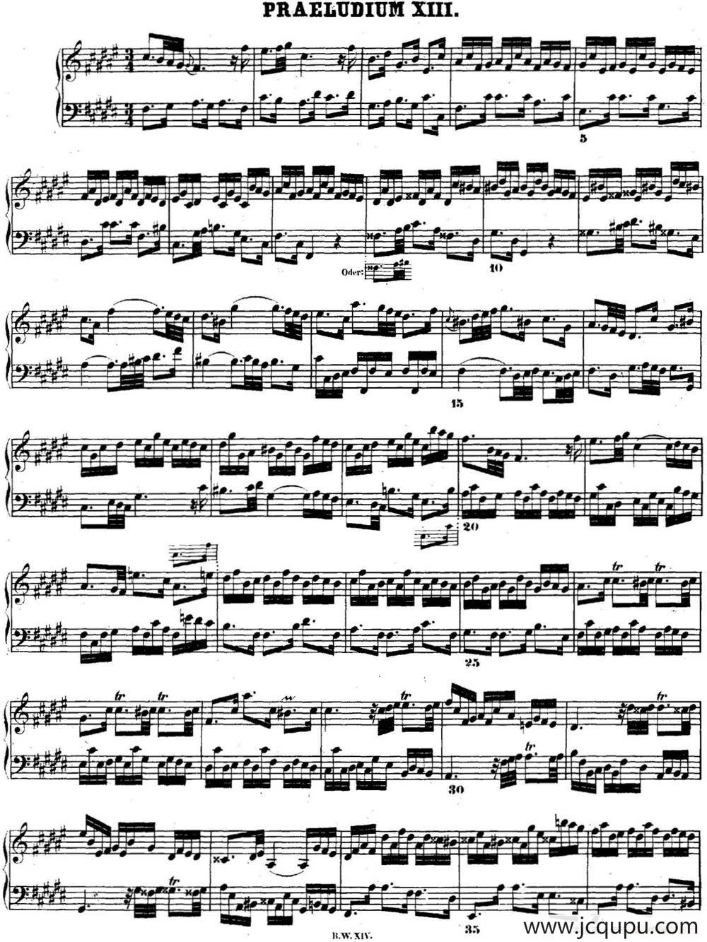 巴赫《平均律钢琴曲集·第二卷》之前奏曲（NO.13）简谱