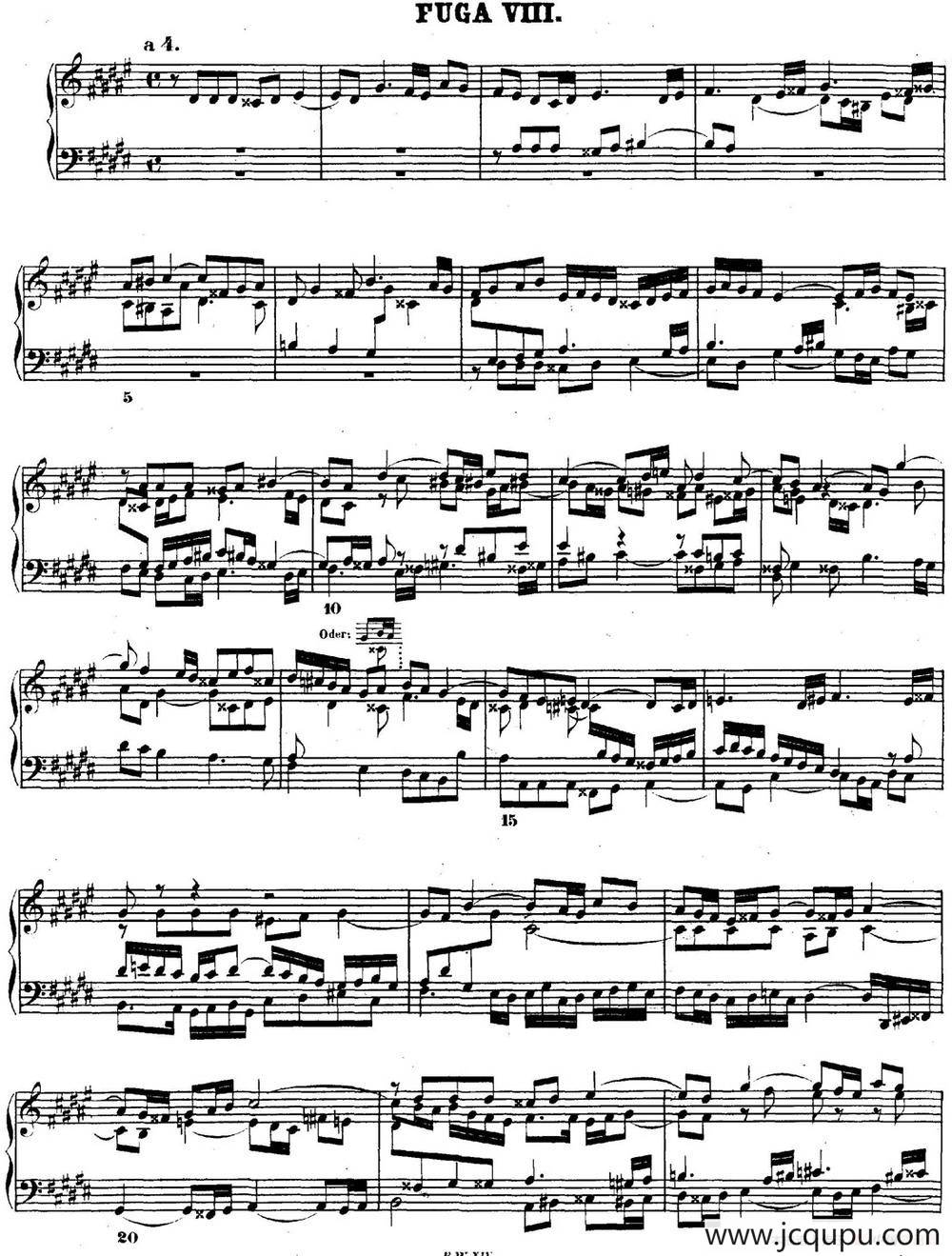 巴赫《平均律钢琴曲集·第二卷》之赋格曲（NO.8）简谱