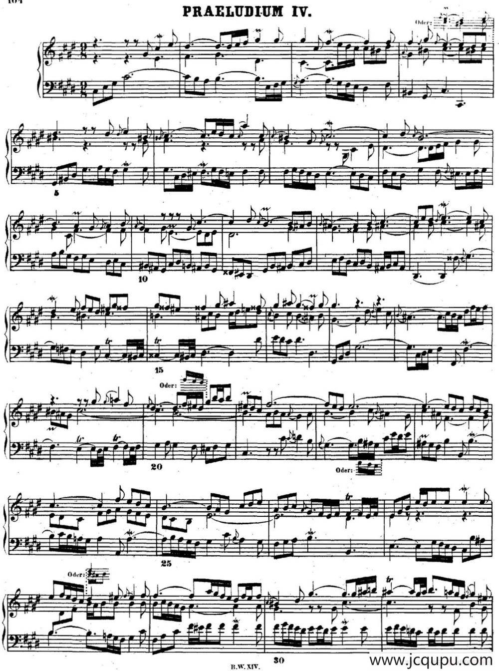 巴赫《平均律钢琴曲集·第二卷》之前奏曲（NO.4）简谱