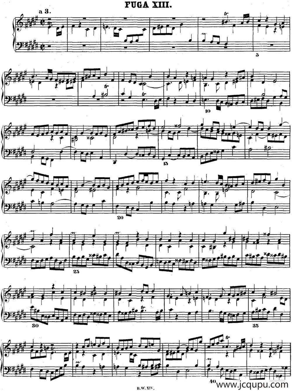 巴赫《平均律钢琴曲集·第二卷》之赋格曲（NO.13）简谱