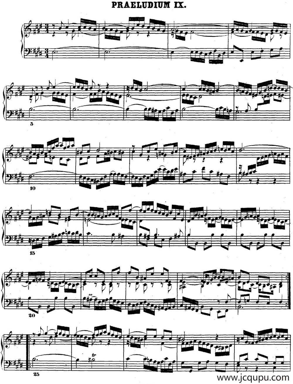 巴赫《平均律钢琴曲集·第二卷》之前奏曲（NO.9）简谱