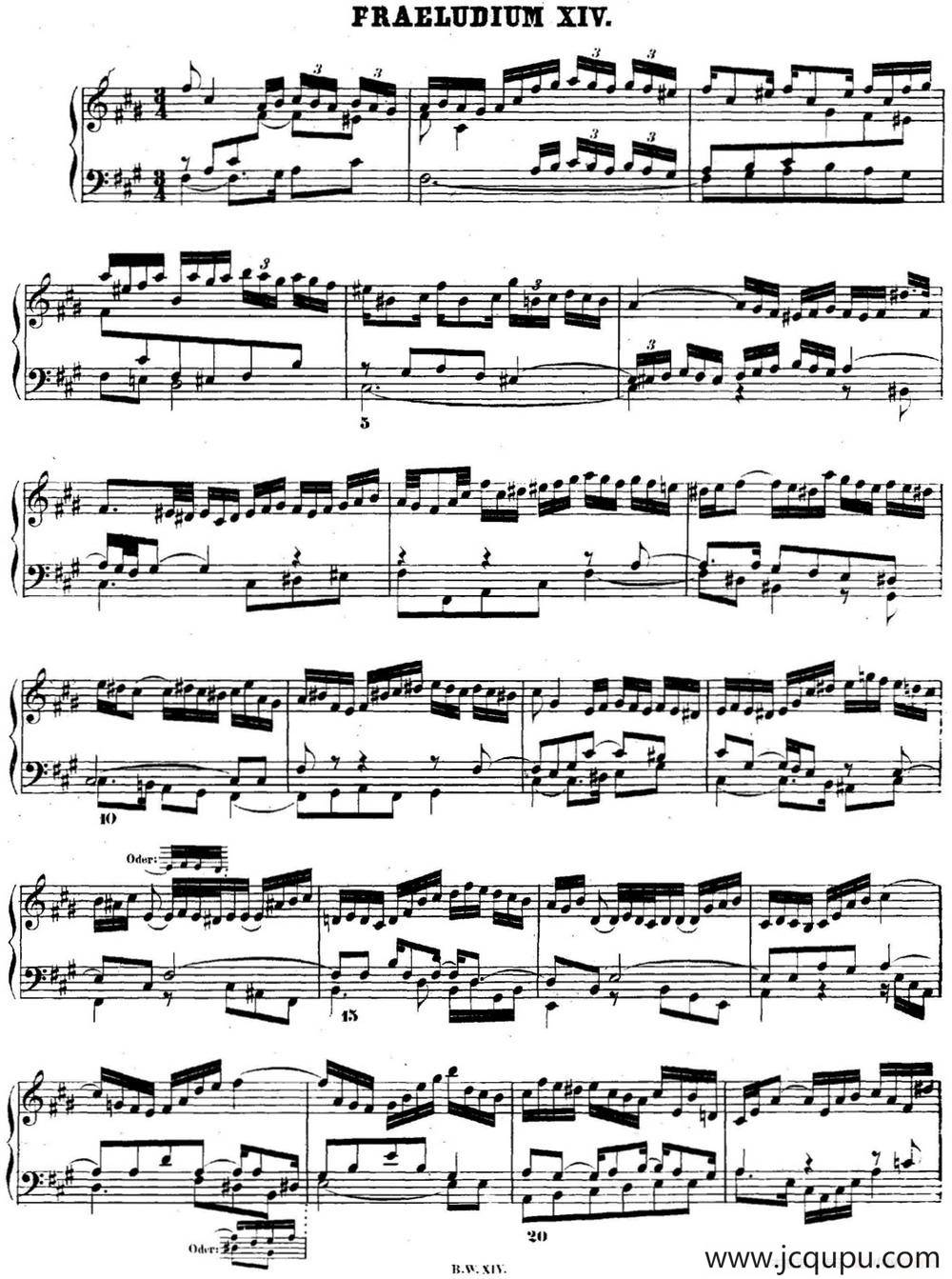 巴赫《平均律钢琴曲集·第二卷》之前奏曲（NO.14）简谱