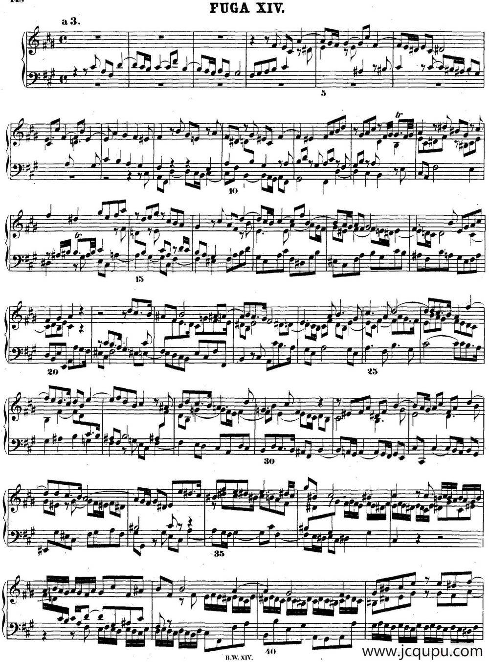 巴赫《平均律钢琴曲集·第二卷》之赋格曲（NO.14）简谱
