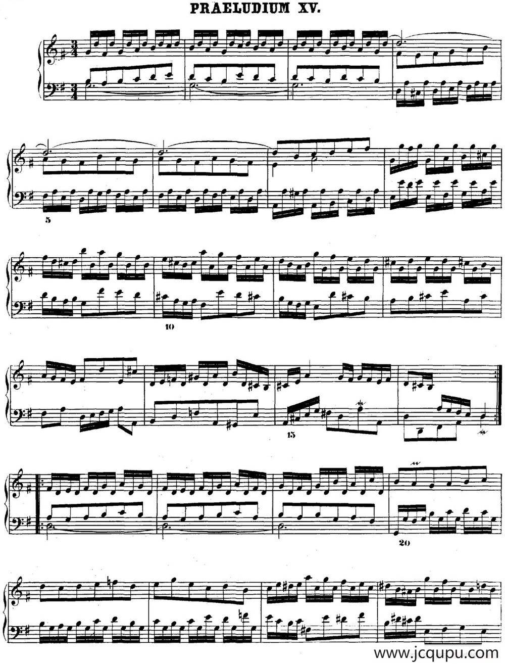 巴赫《平均律钢琴曲集·第二卷》之前奏曲（NO.15）简谱