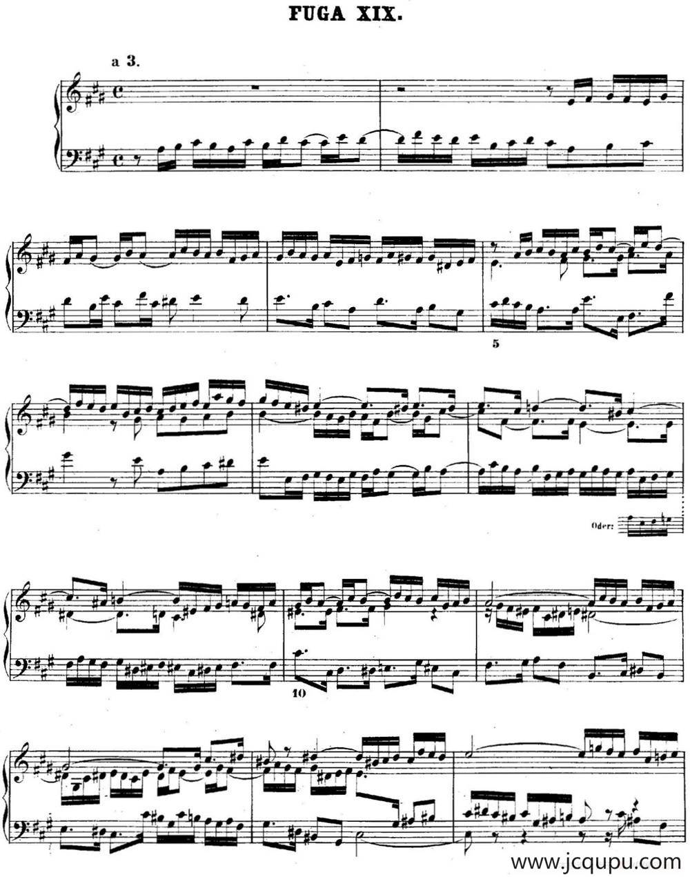 巴赫《平均律钢琴曲集·第二卷》之赋格曲（NO.19）简谱