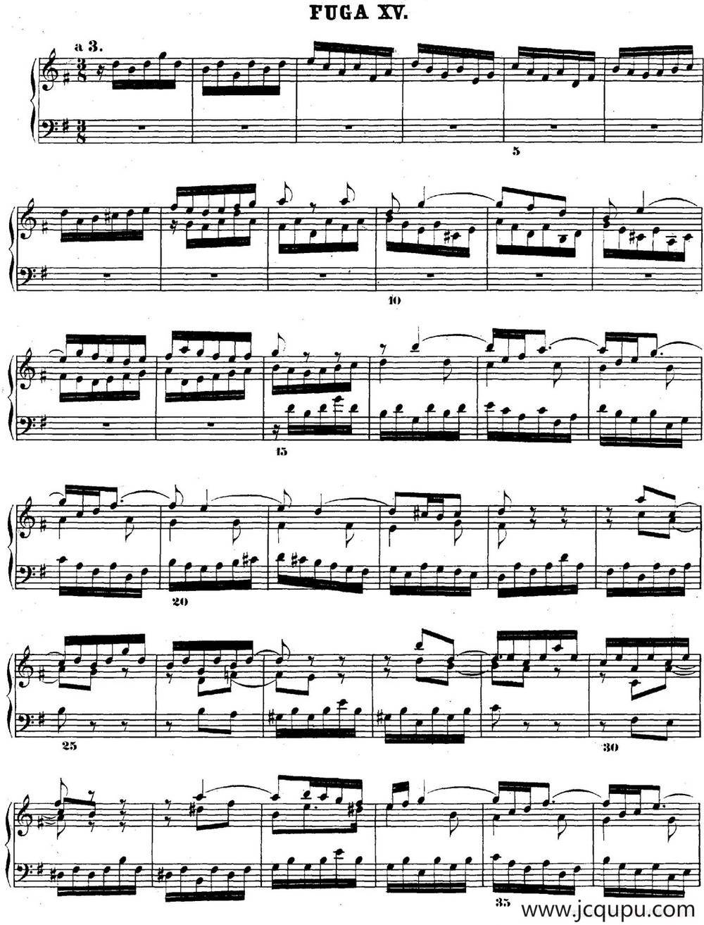 巴赫《平均律钢琴曲集·第二卷》之赋格曲（NO.15）简谱