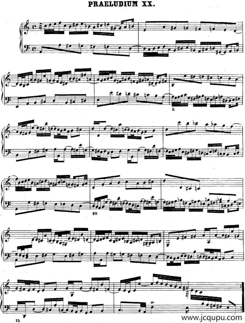 巴赫《平均律钢琴曲集·第二卷》之前奏曲（NO.20）简谱