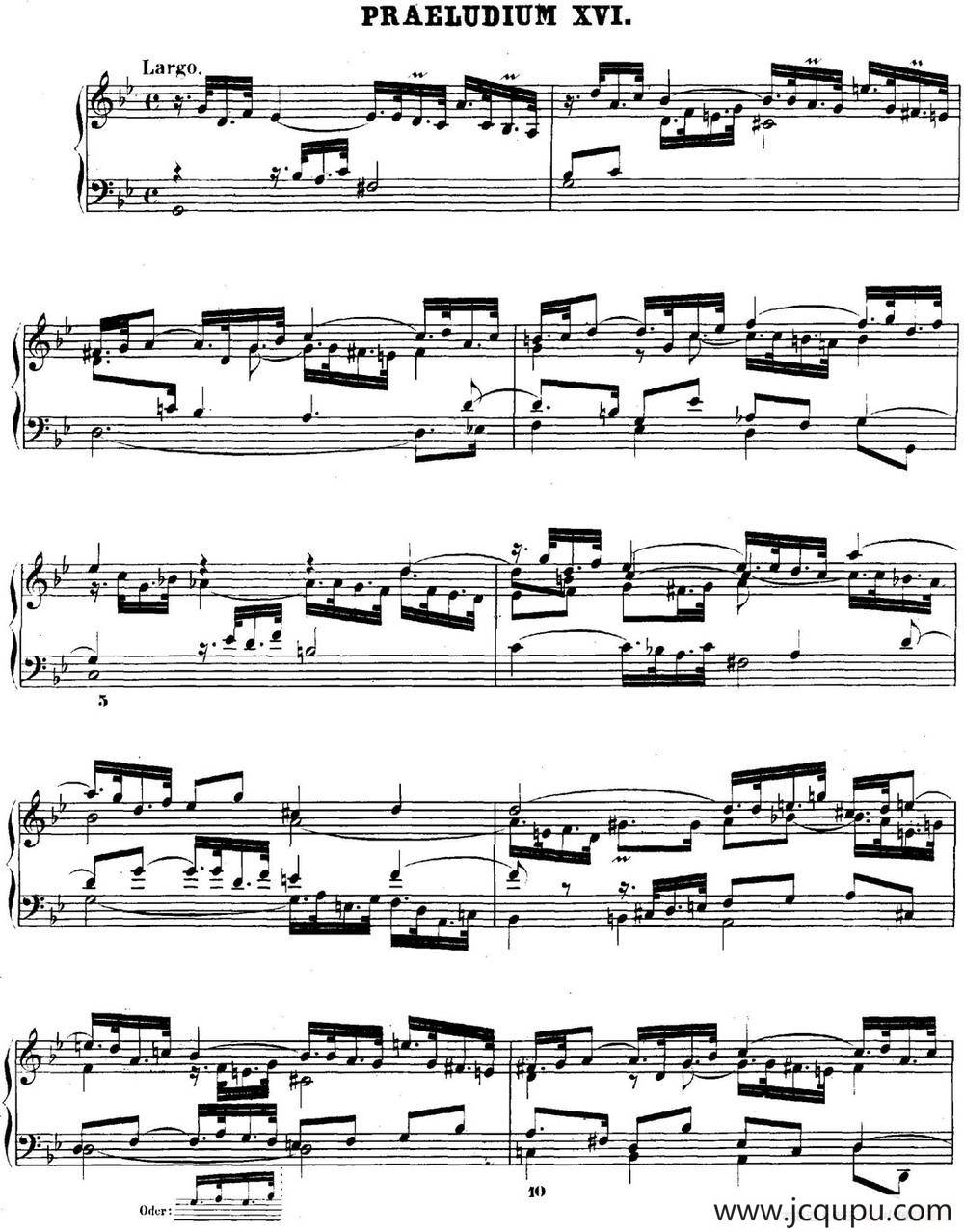 巴赫《平均律钢琴曲集·第二卷》之前奏曲（NO.16）简谱
