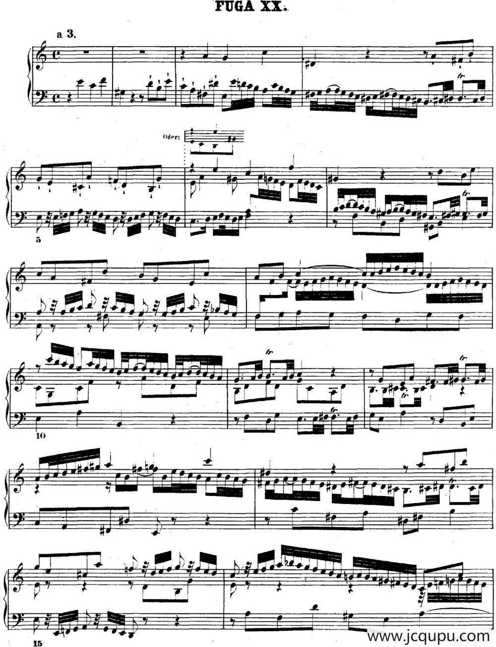 巴赫《平均律钢琴曲集·第二卷》之赋格曲（NO.20）简谱