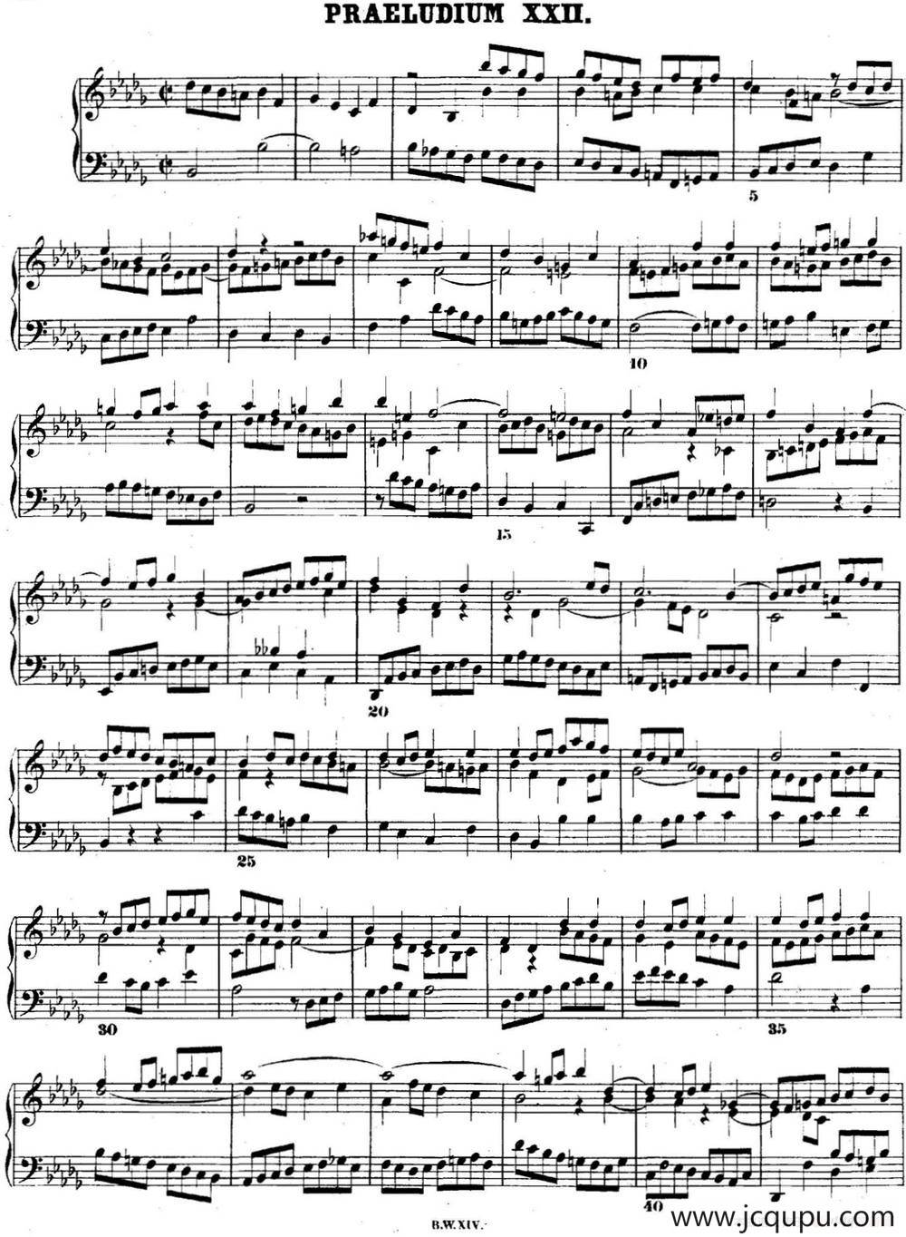 巴赫《平均律钢琴曲集·第二卷》之前奏曲（NO.22）简谱