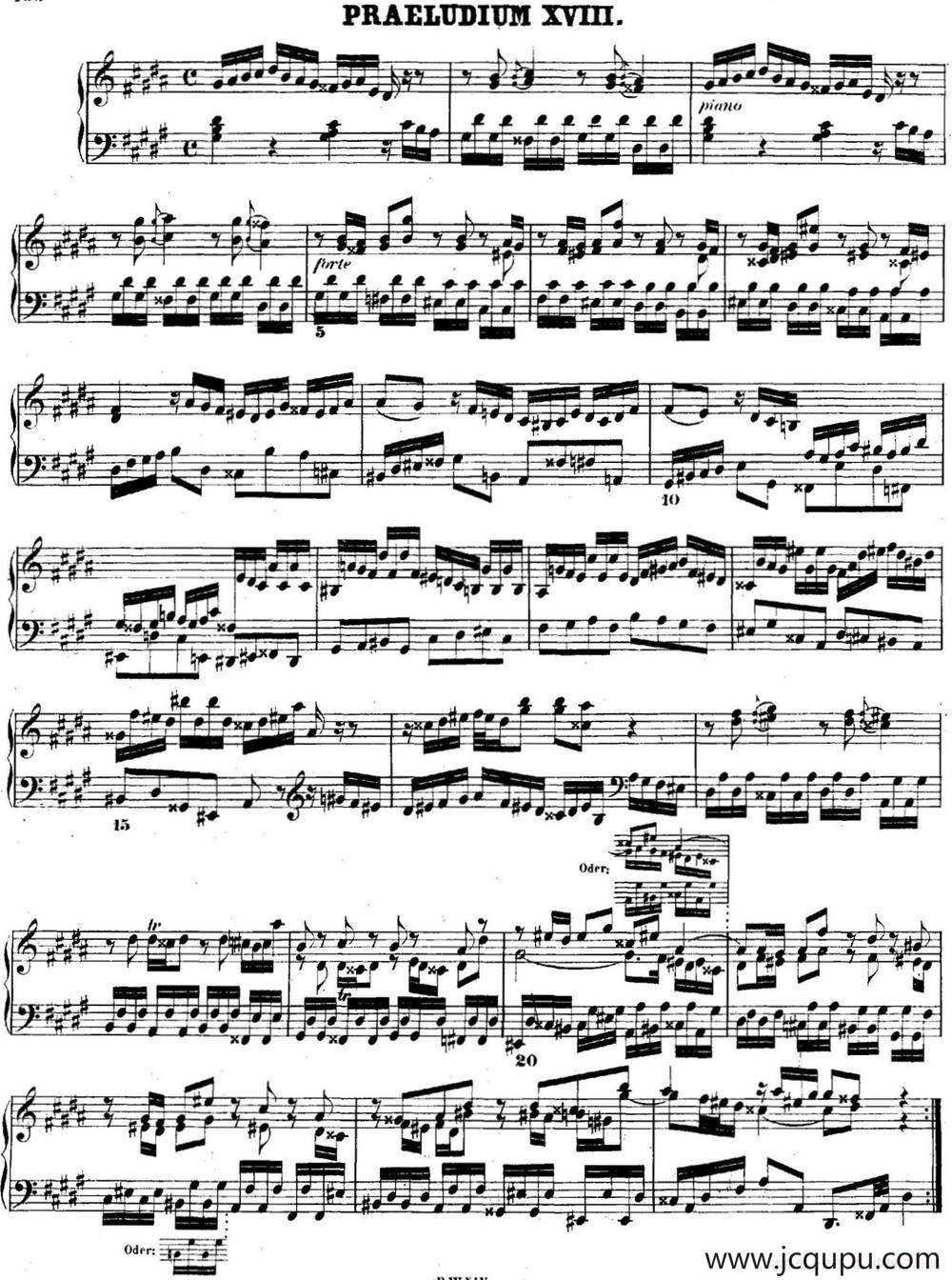 巴赫《平均律钢琴曲集·第二卷》之前奏曲（NO.18）简谱