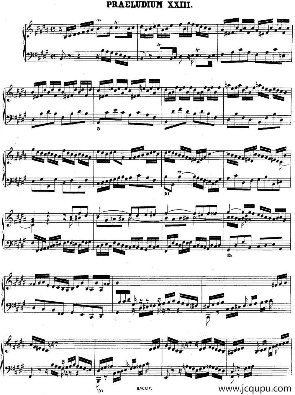 巴赫《平均律钢琴曲集·第二卷》之前奏曲（NO.23）简谱