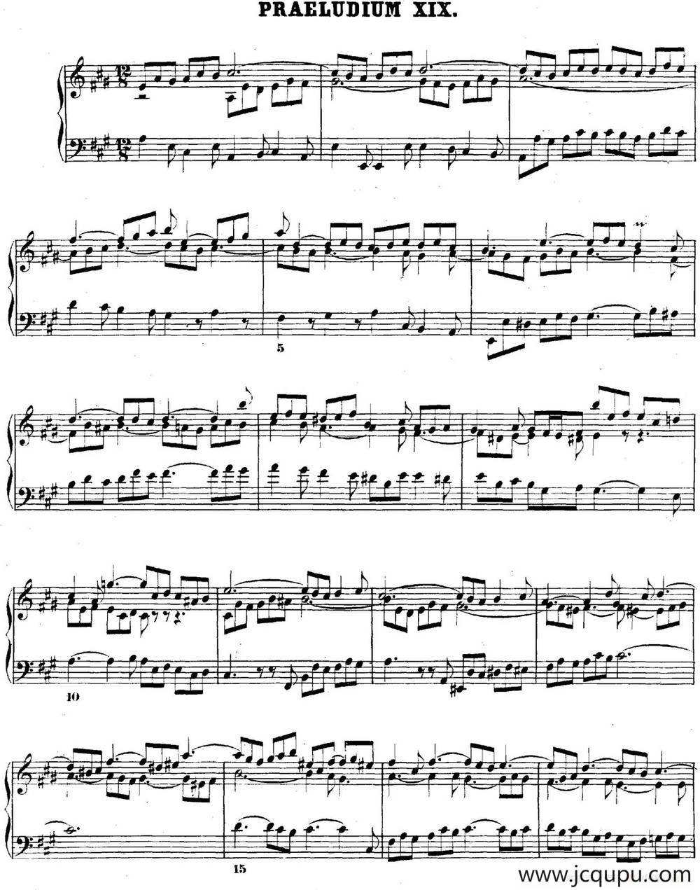 巴赫《平均律钢琴曲集·第二卷》之前奏曲（NO.19）简谱