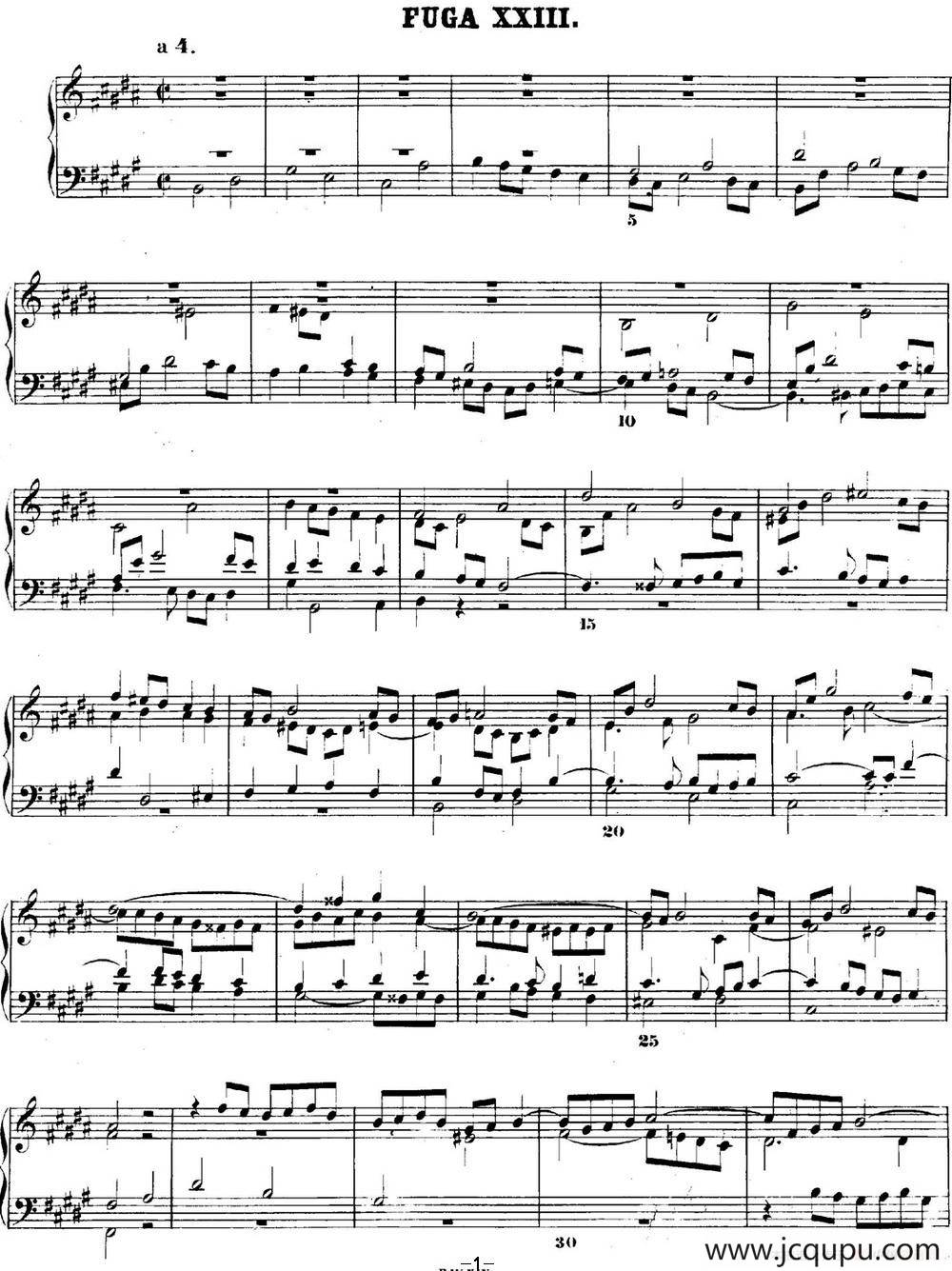 巴赫《平均律钢琴曲集·第二卷》之赋格曲（NO.23）简谱