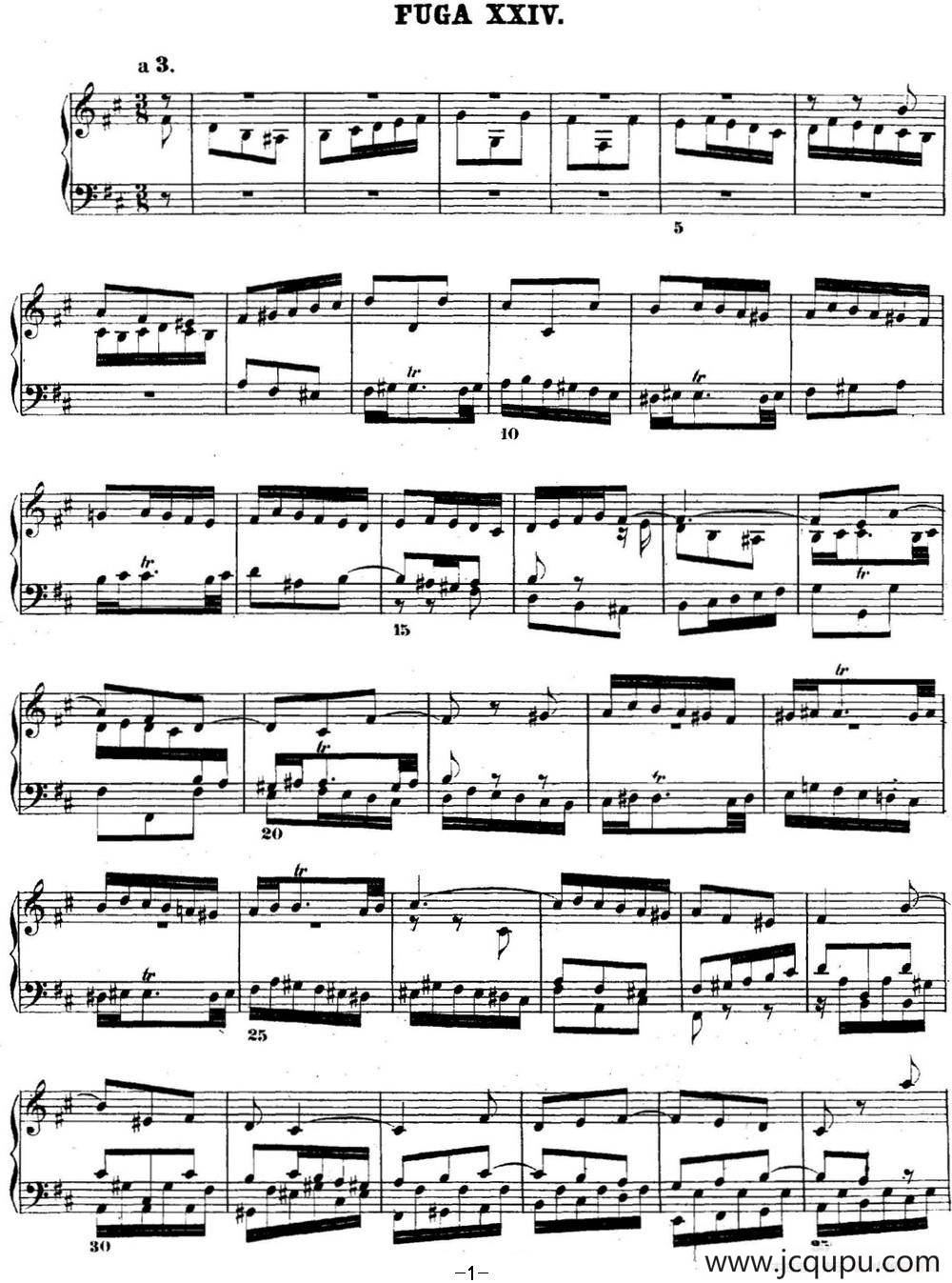 巴赫《平均律钢琴曲集·第二卷》之赋格曲（NO.24）简谱