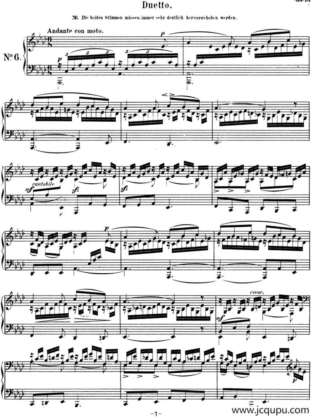 门德尔松无词歌Op.38（NO.6）简谱