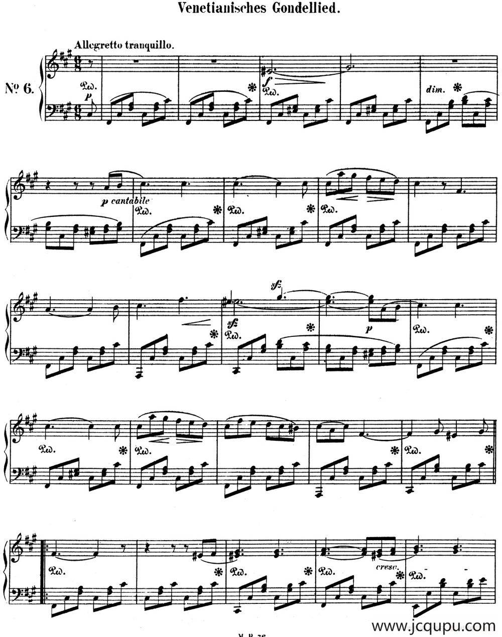 门德尔松无词歌Op.30（NO.6）简谱