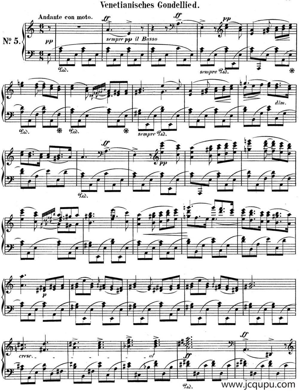 门德尔松无词歌Op.62（NO.5）简谱