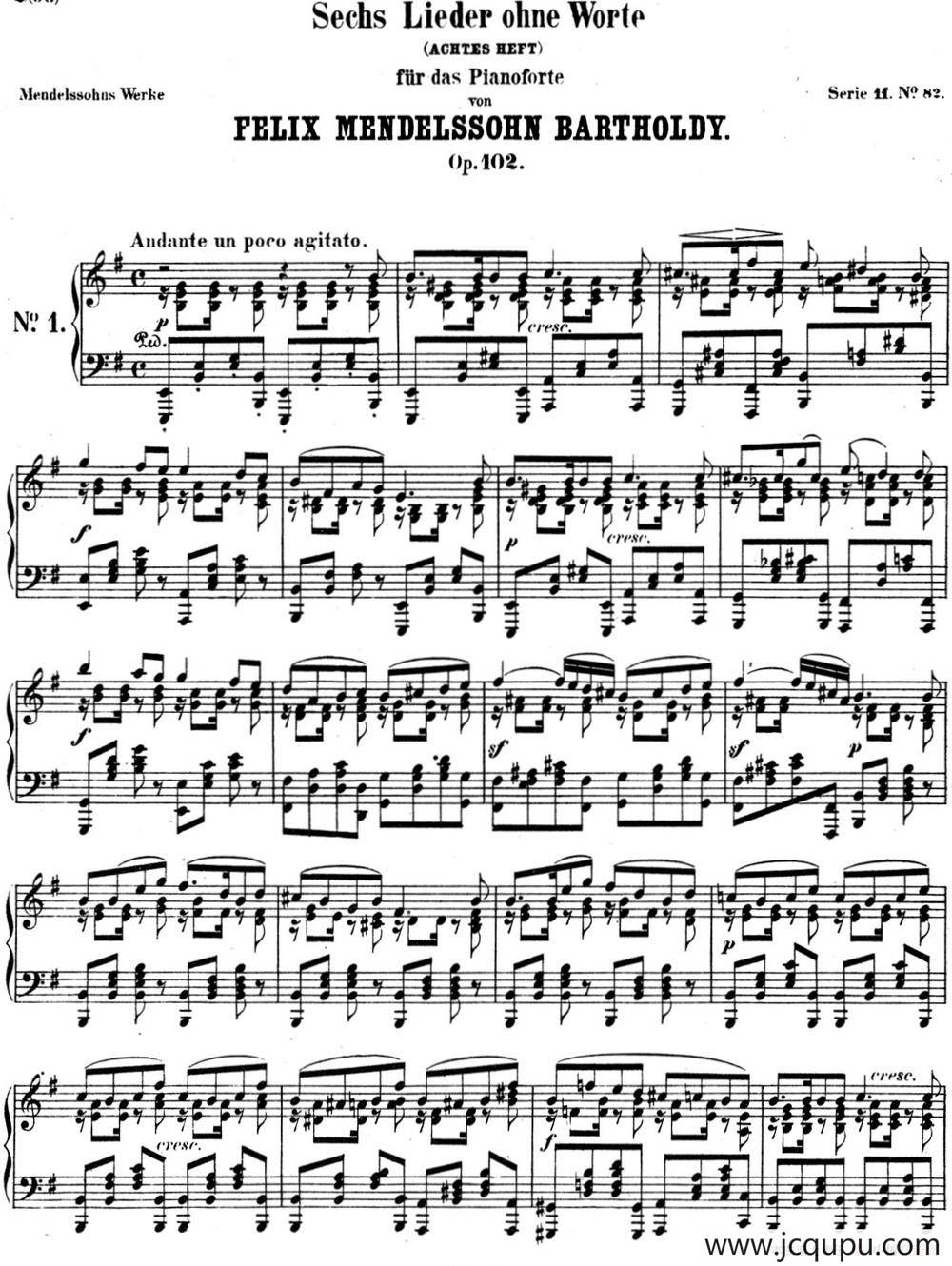 门德尔松无词歌Op.102（NO.1）简谱