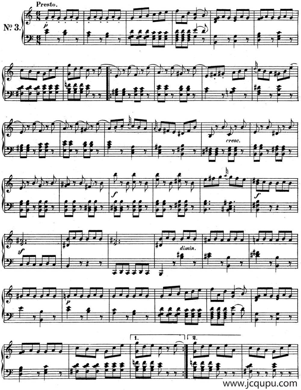 门德尔松无词歌Op.102（NO.3）简谱