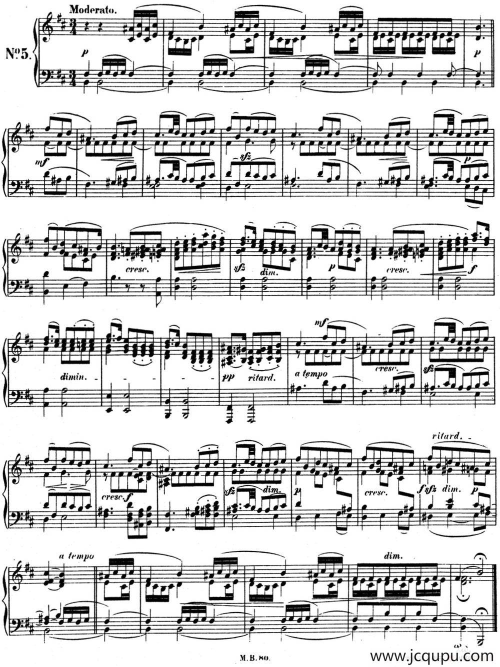 门德尔松无词歌Op.67（NO.5）简谱