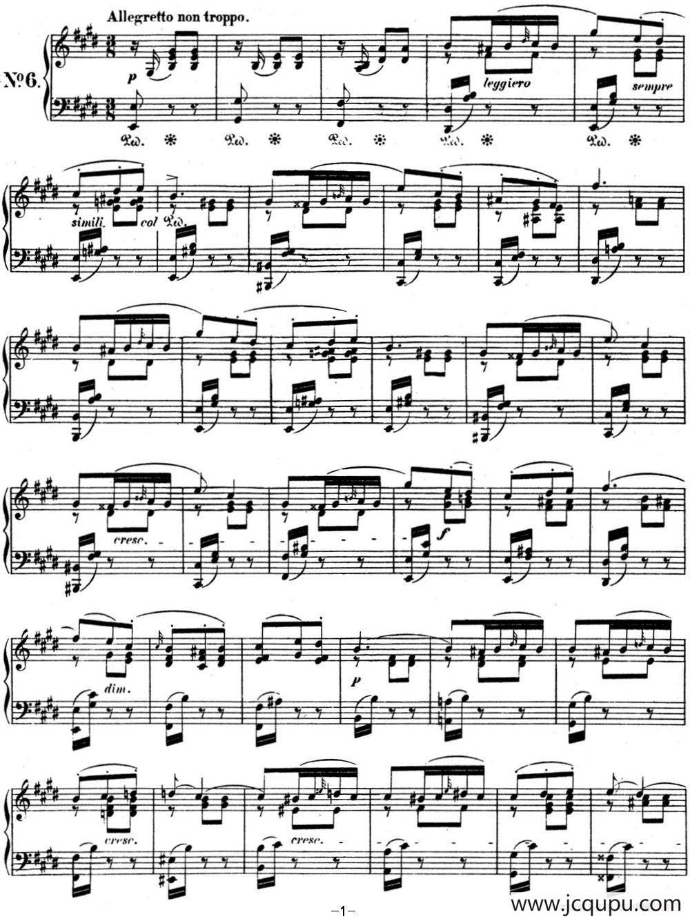 门德尔松无词歌Op.67（NO.6）简谱