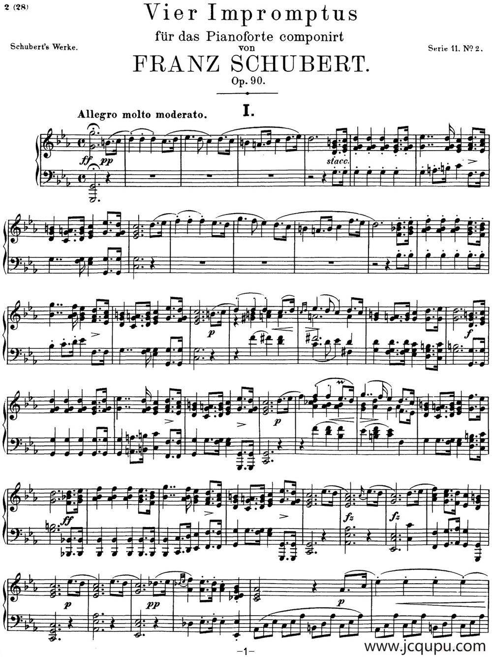 舒伯特c小调即兴曲D.899，Op.90（NO.1）简谱