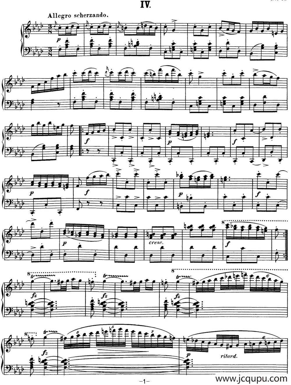 舒伯特降f小调即兴曲D.935，Op.142（NO.4）简谱