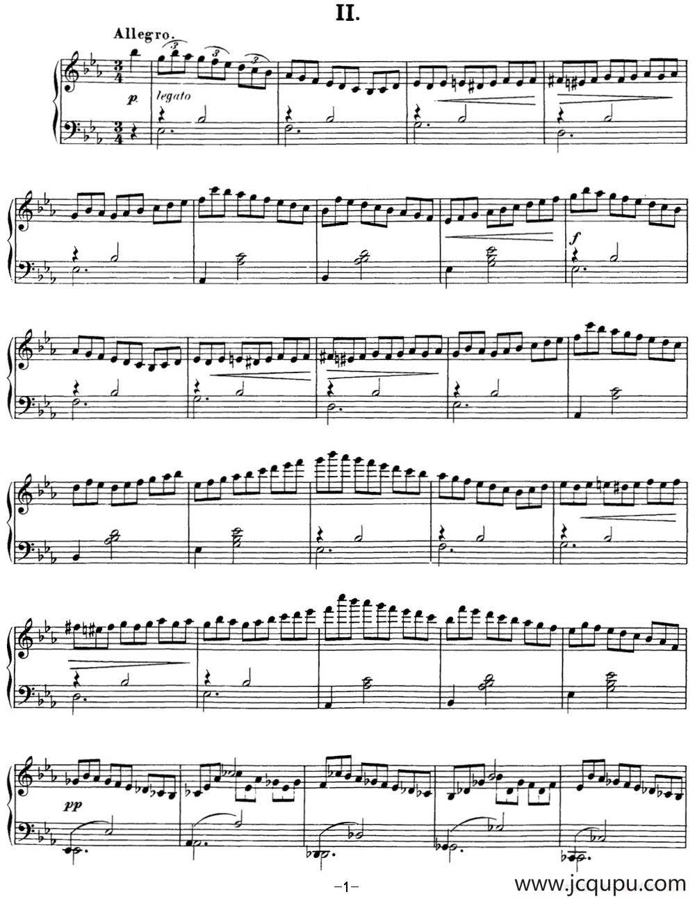 舒伯特降E大调即兴曲D.899，Op.90（NO.2）简谱