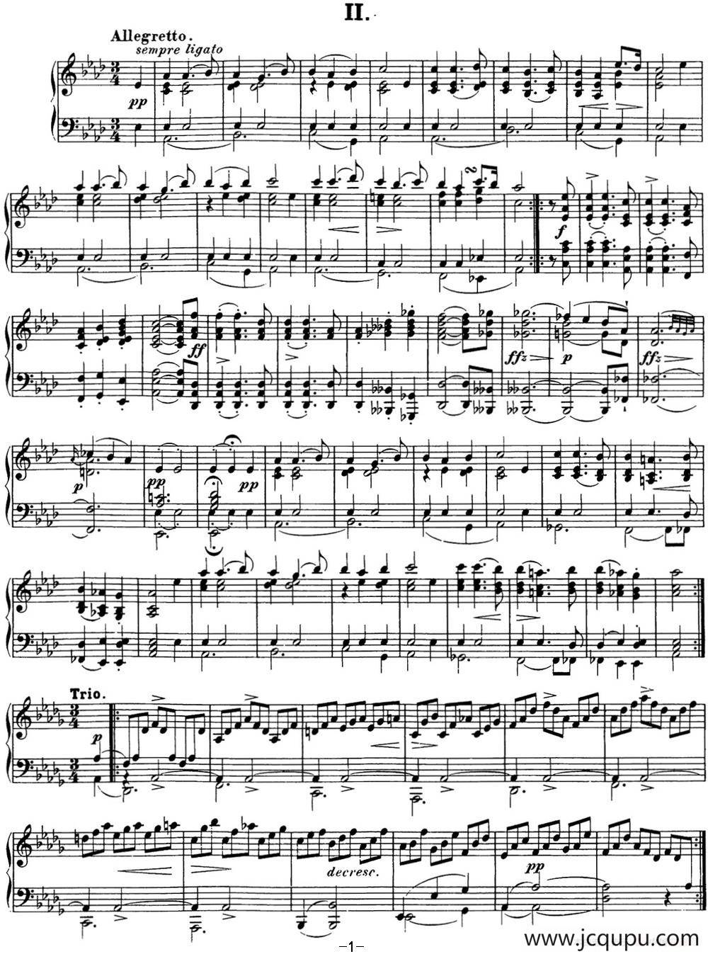 舒伯特降A大调即兴曲D.935，Op.142（NO.2）简谱