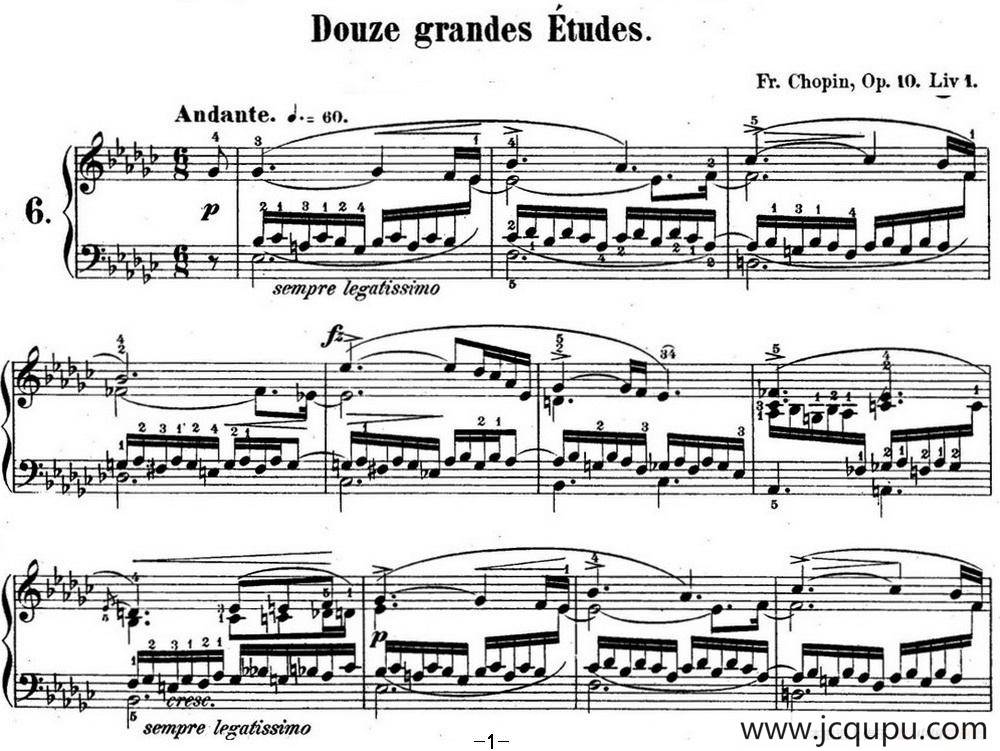 肖邦练习曲6 Op.10 No.6 降e小调 Eb minor简谱