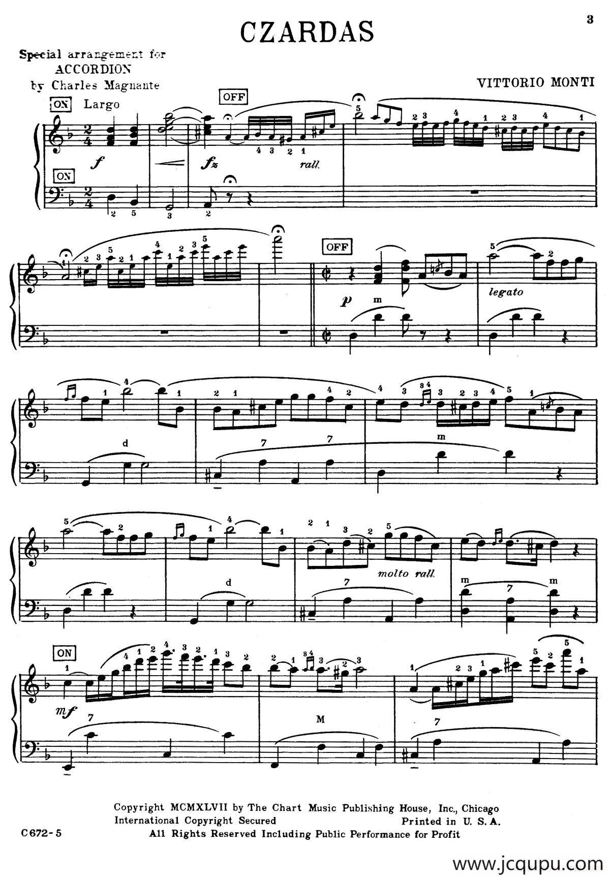 Czardas（查尔达什）（马格南特改编版）简谱