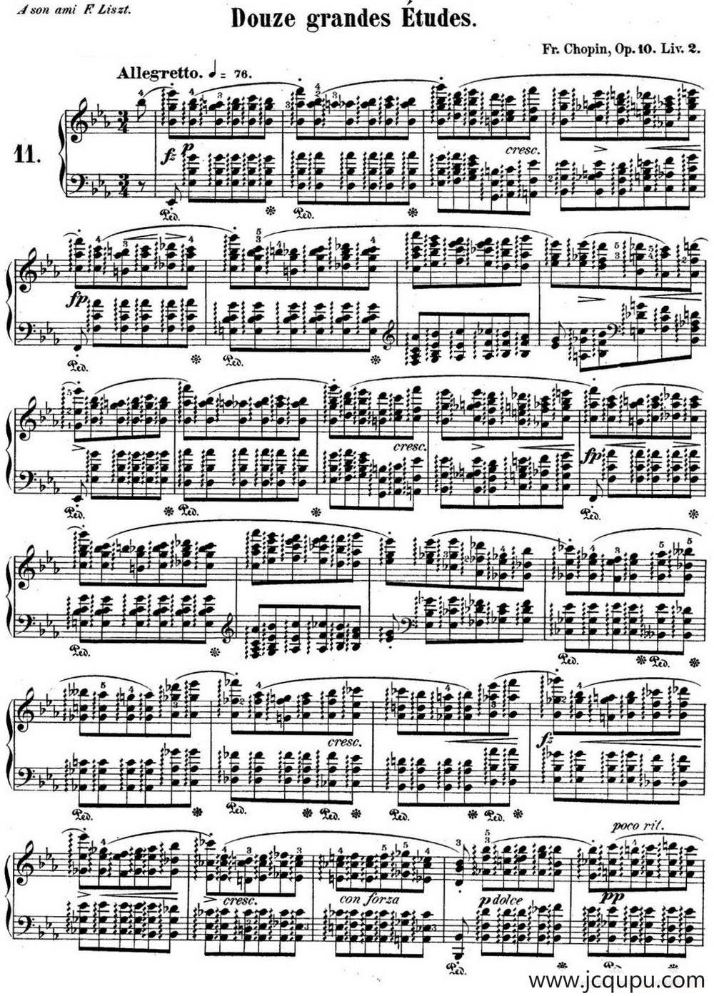 肖邦练习曲11 Op.10 No.11 降E大调 Eb major简谱