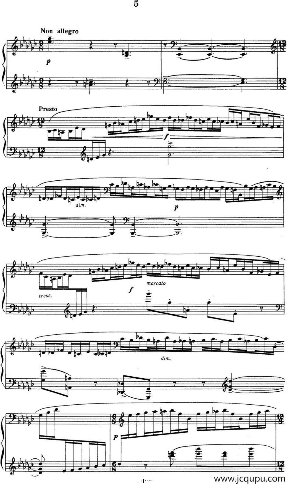 拉赫玛尼诺夫 音画练习曲5或6 Etudes tableaux Op.33 No.5简谱