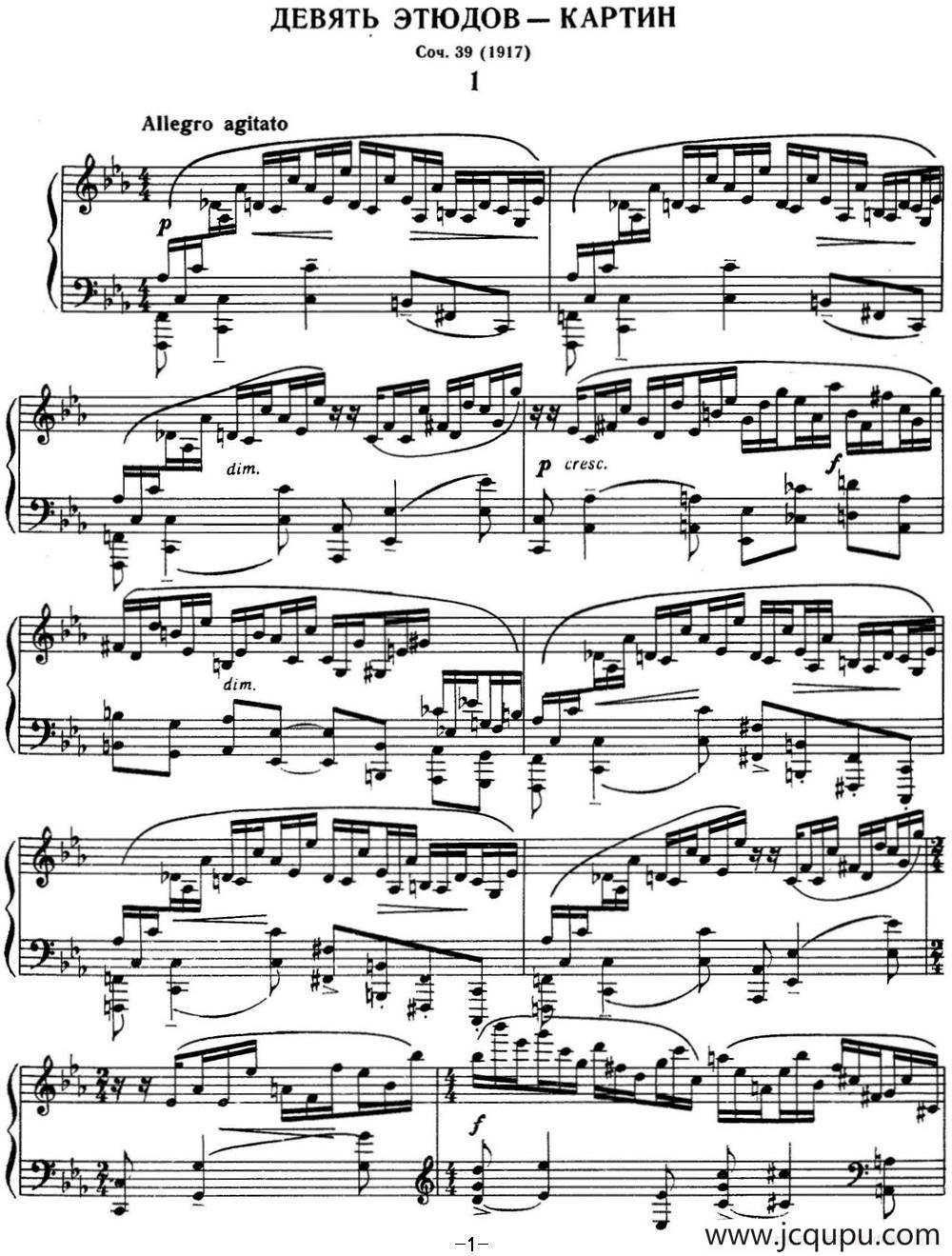 拉赫玛尼诺夫 音画练习曲9或10 Etudes tableaux Op.39 No.1简谱