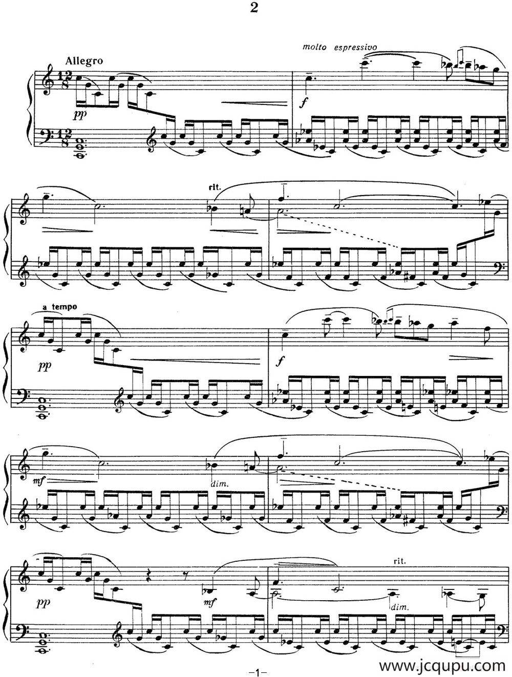 拉赫玛尼诺夫 音画练习曲2 Etudes tableaux Op.33 No.2简谱