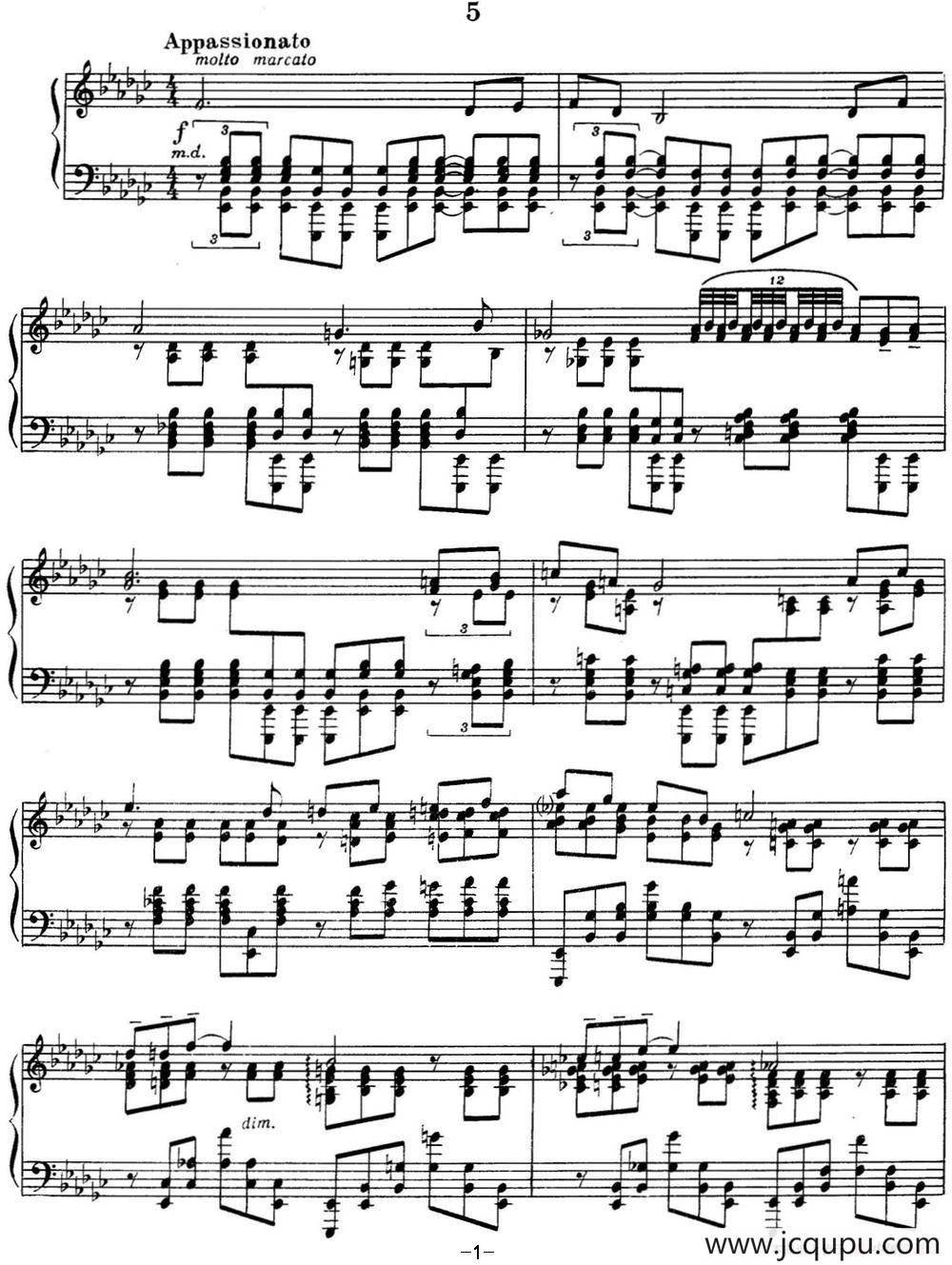 拉赫玛尼诺夫 音画练习曲13或14 Etudes tableaux Op.39 No.5简谱