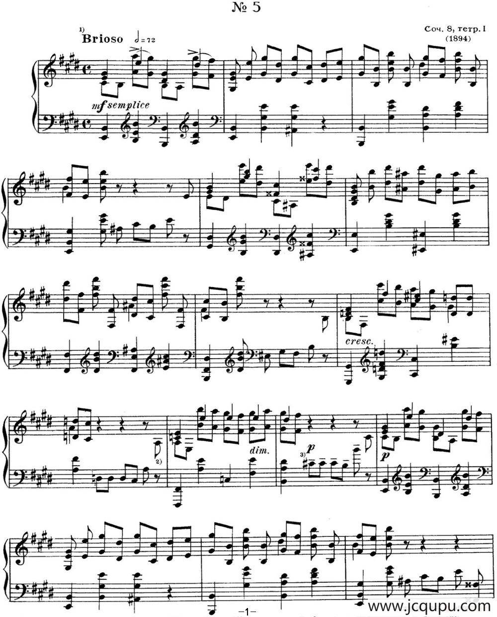 斯克里亚宾 钢琴练习曲 Op.8 No.5 Alexander Scriabin Etudes简谱