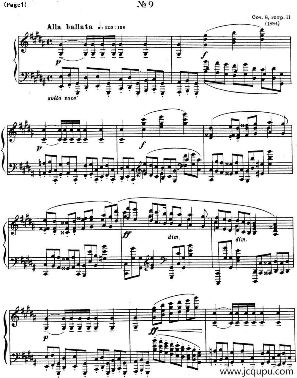 斯克里亚宾 钢琴练习曲 Op.8 No.9 Alexander Scriabin Etudes简谱