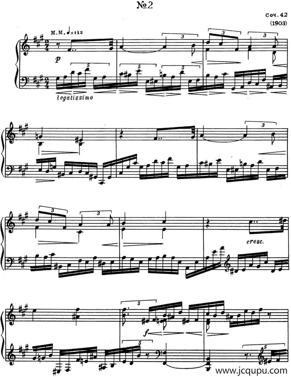 斯克里亚宾 钢琴练习曲 Op.42 No.2 Alexander Scriabin Etudes简谱