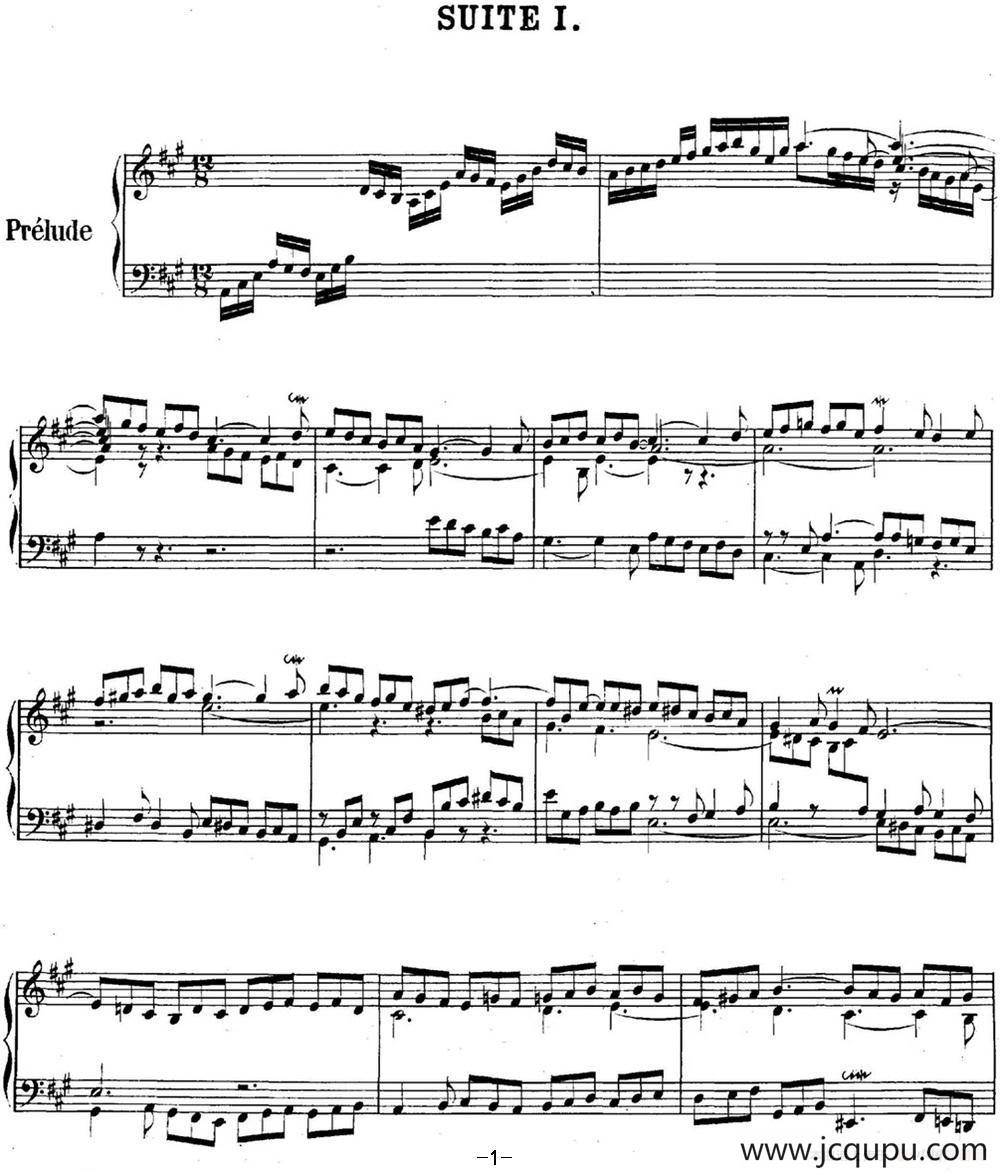 英国组曲No.1 巴赫 A大调 1st Suite BWV 806简谱