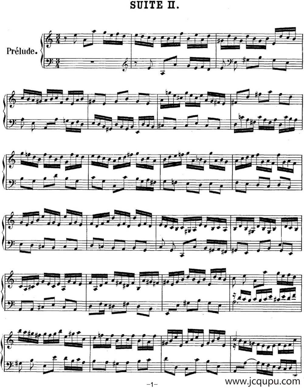 英国组曲No.2 巴赫 a小调 2nd Suite BWV 807简谱